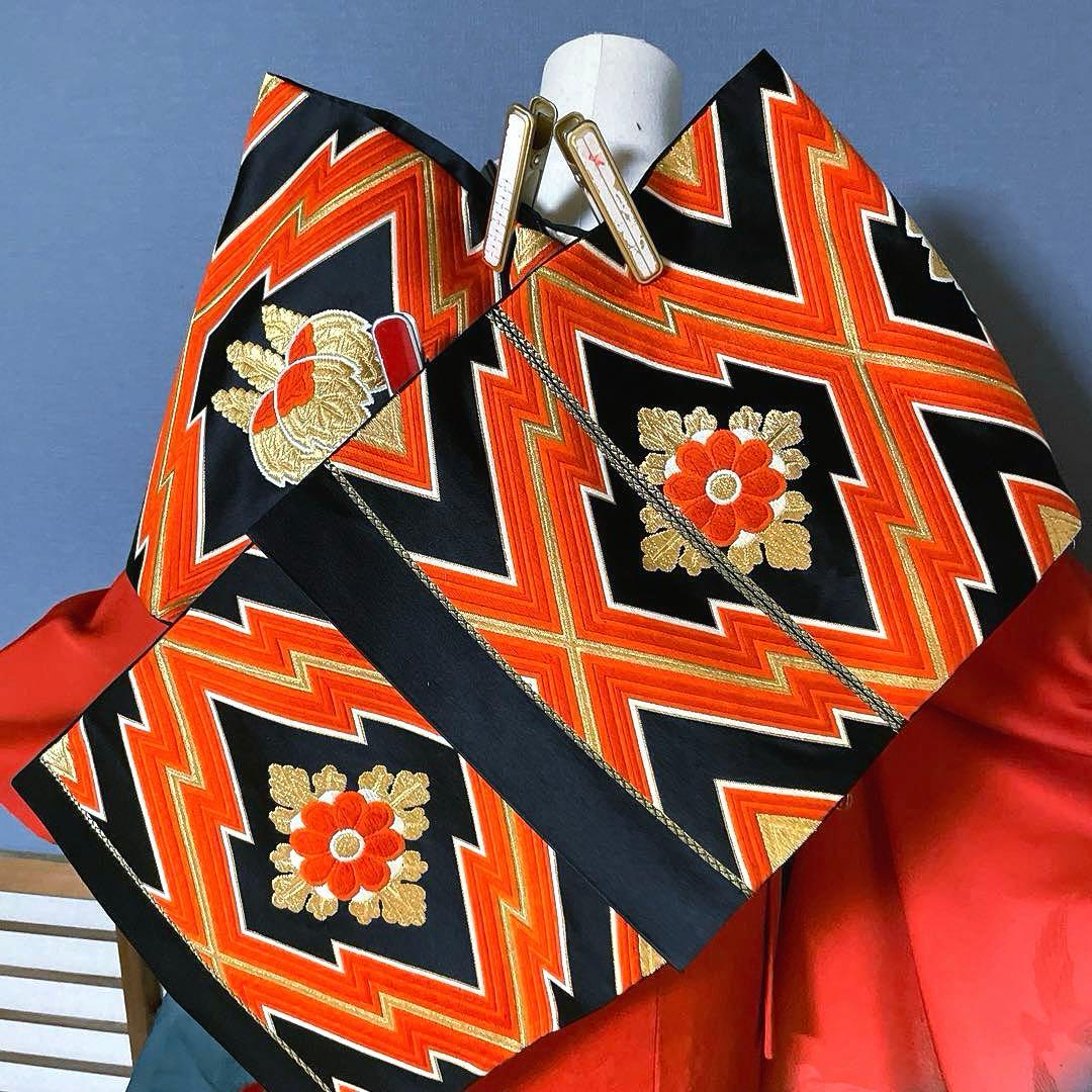 振袖フルセット　斉藤三才　染色作家　成人式振袖　振袖　朱色