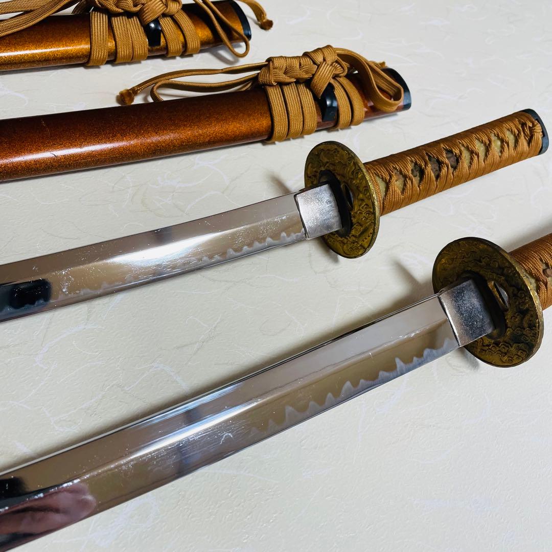 S*ジ様 模造刀 日本刀 武具 刀剣 のたれ刃紋 居合刀 2本セット 太刀 脇差