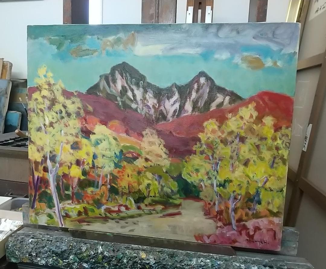 絵画「摩周岳」1976 F15 油彩画 油絵