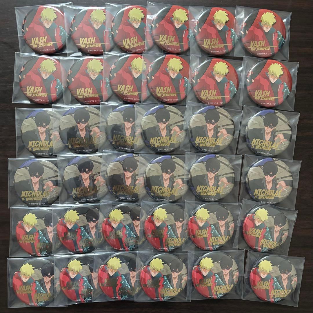 トライガン トライガンスタンピード 箔押し 缶バッジ ウルフウッド ヴァッシュ