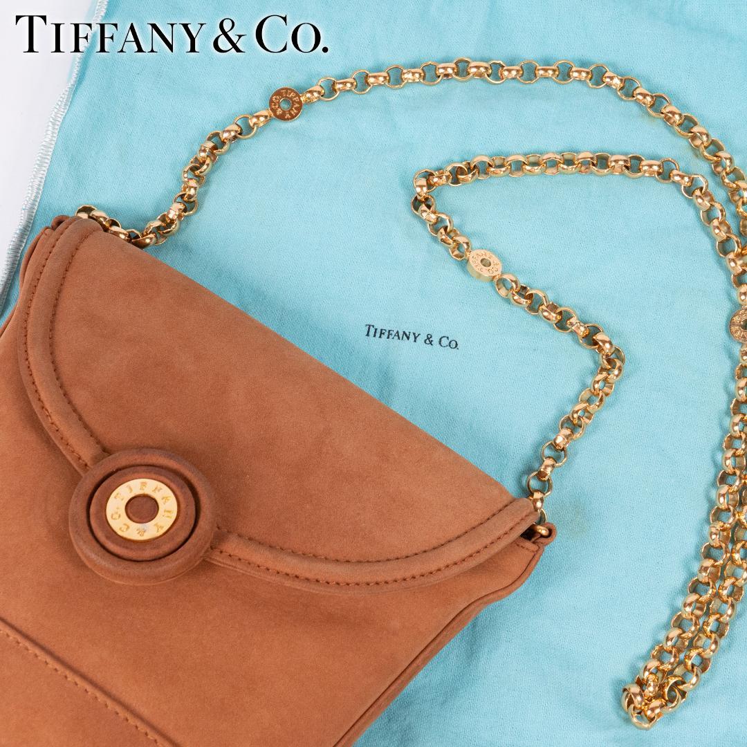 美品✨ティファニー チェーン ショルダーバッグ スエード サークルロゴ
