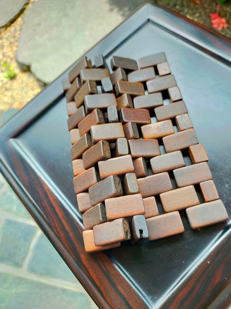 値下香炉台 花台 透かし彫り 盆栽台 和風 四つ足　木製　中古