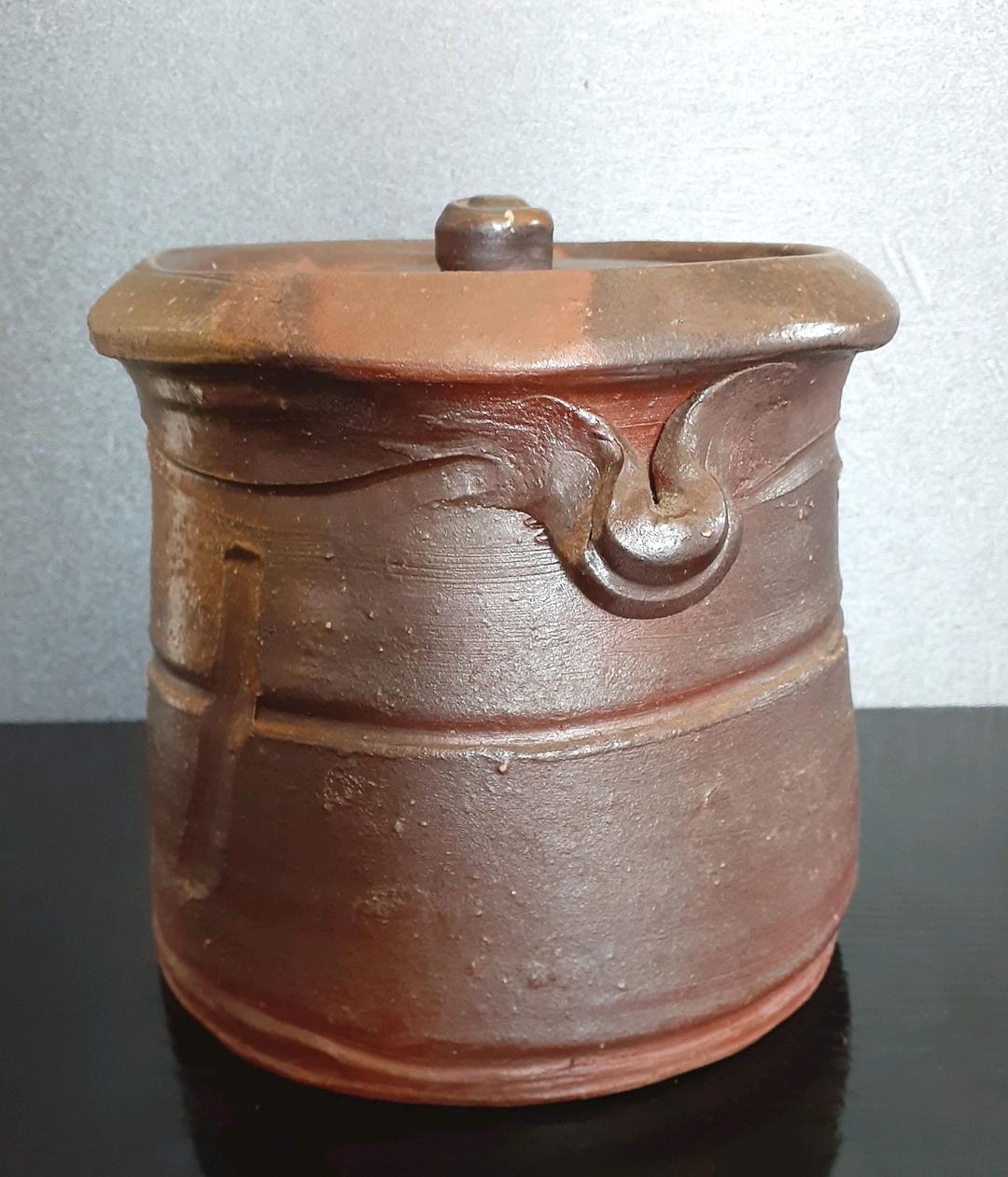 日本工芸会正会員　備前焼　【乗松俊行】造　矢筈口水指　共箱　共布　茶道具　茶器