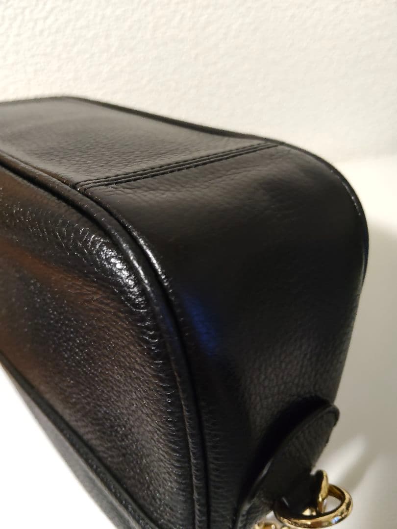 COACH ブラック　レザー　ショルダー　バッグ　黒　ロゴ　チェーン　コーチ