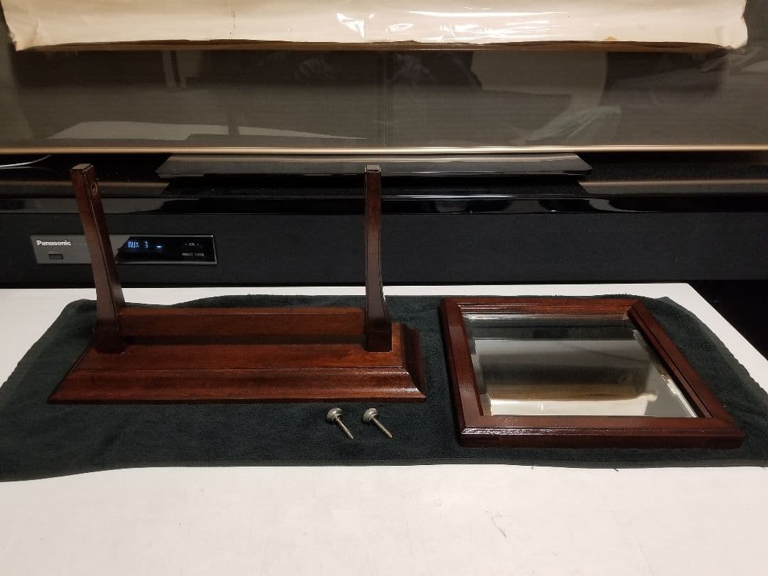 希少　廃盤　松本　民芸　家具　水目桜　テーブル　ミラー　卓上　角形　鏡　銘有り