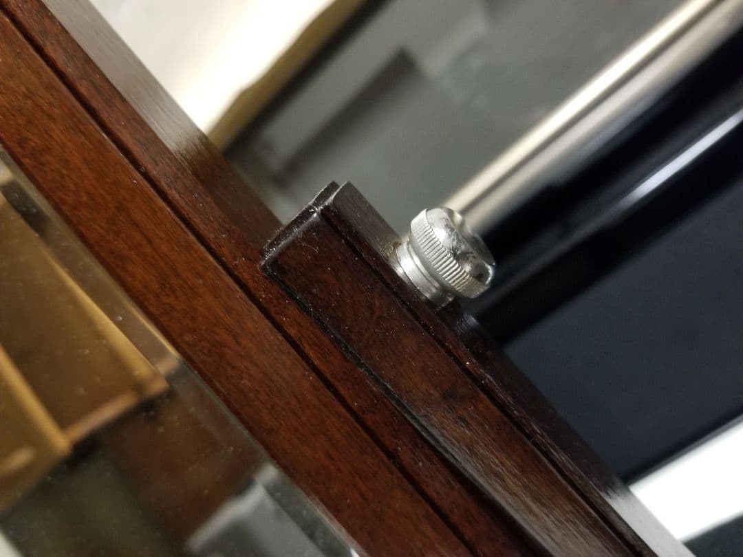 希少　廃盤　松本　民芸　家具　水目桜　テーブル　ミラー　卓上　角形　鏡　銘有り