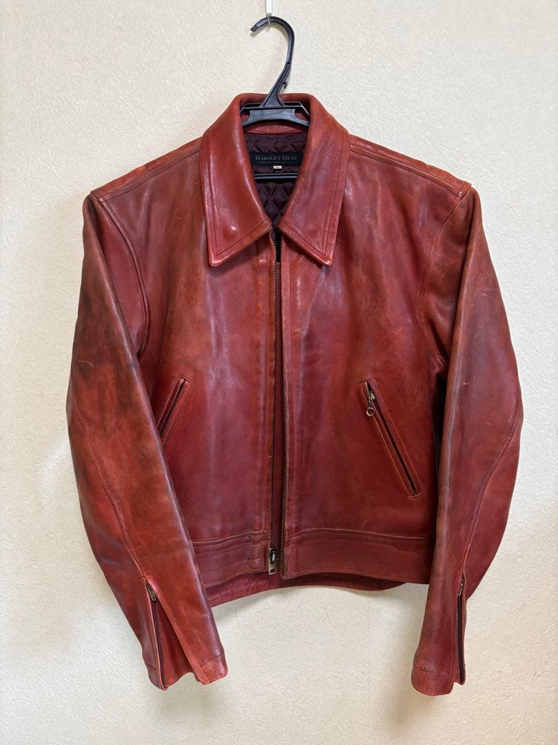 ハロルズギア　ライダースジャケット 赤　ホースレザー　馬革　定価10万円