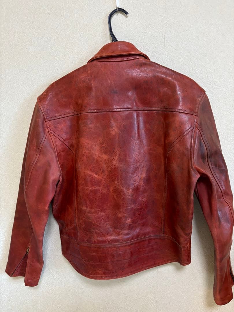 ハロルズギア　ライダースジャケット 赤　ホースレザー　馬革　定価10万円