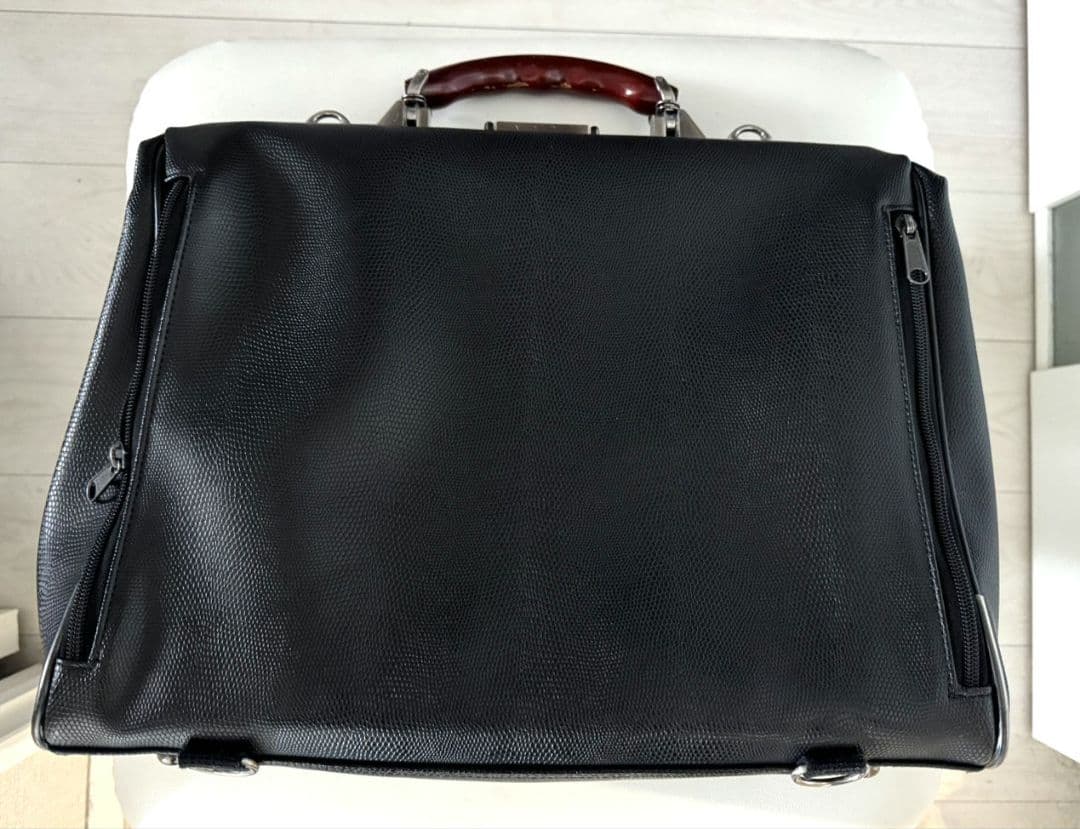 横型ダレスバッグ リザードPVC ブラック Mサイズ