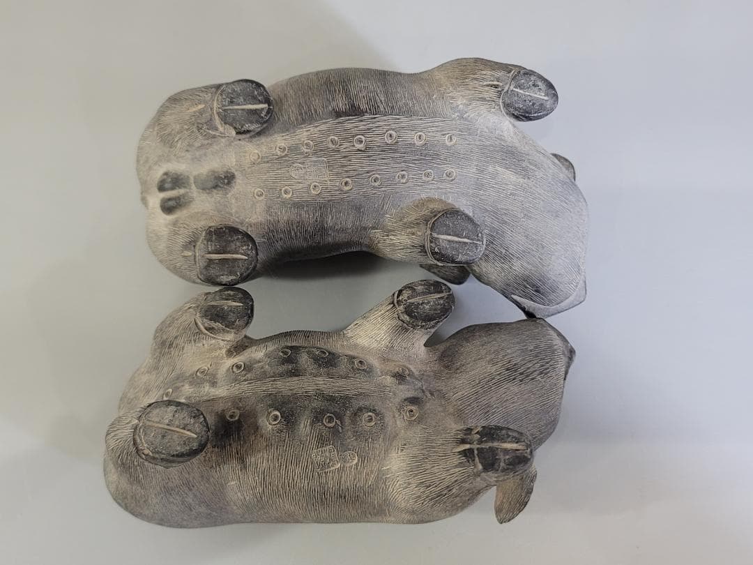 陳鳴遠 底款刻 在銘 朱泥 ブタ　夫婦 豚 置物