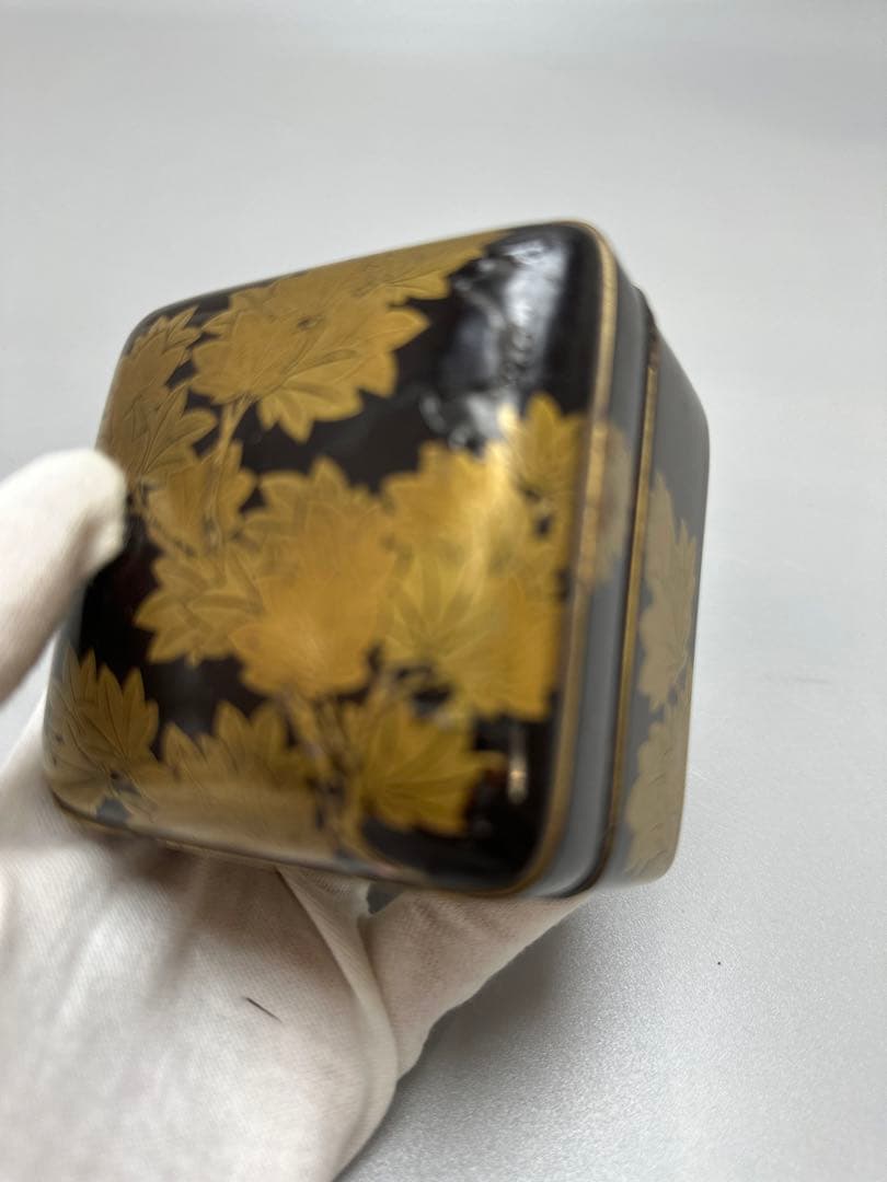 時代 紅葉 蒔絵 四方 蓋物