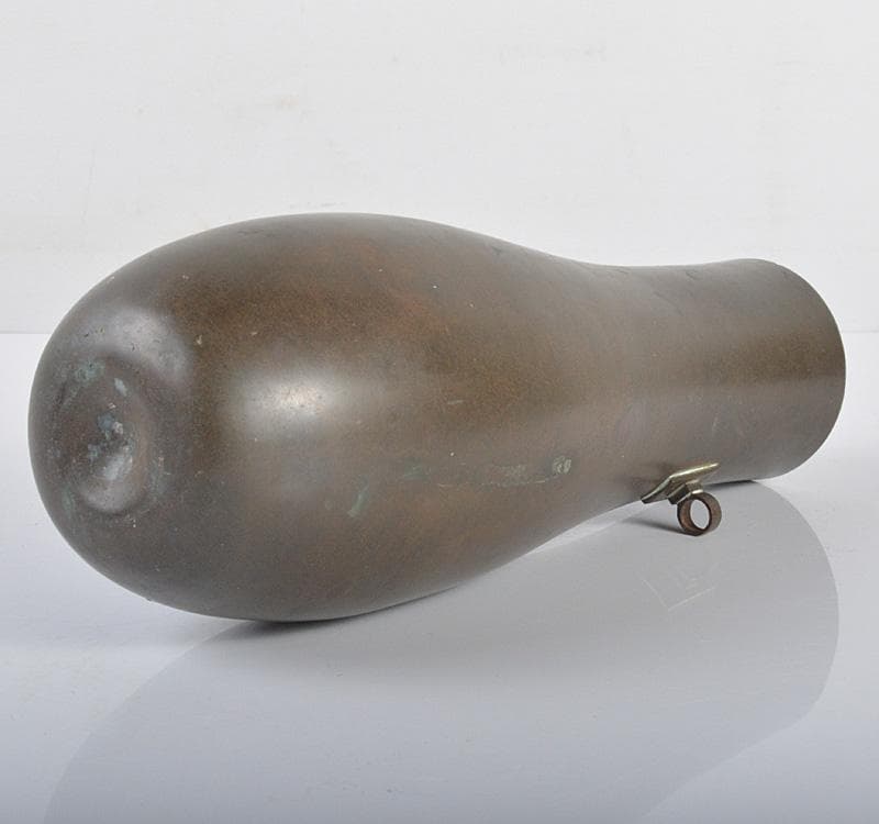 平安　英青堂造　青銅古銅　掛花入　共箱 N　R4203