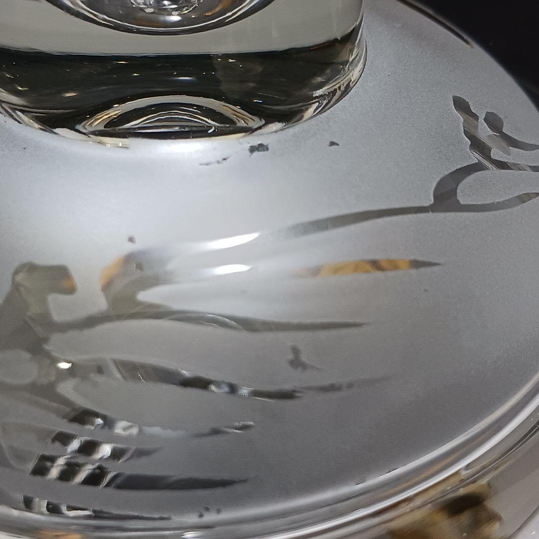 Y3279-3 ガラス製 金彩ウサギ文 蓋付碗 ガラス碗 2客セット