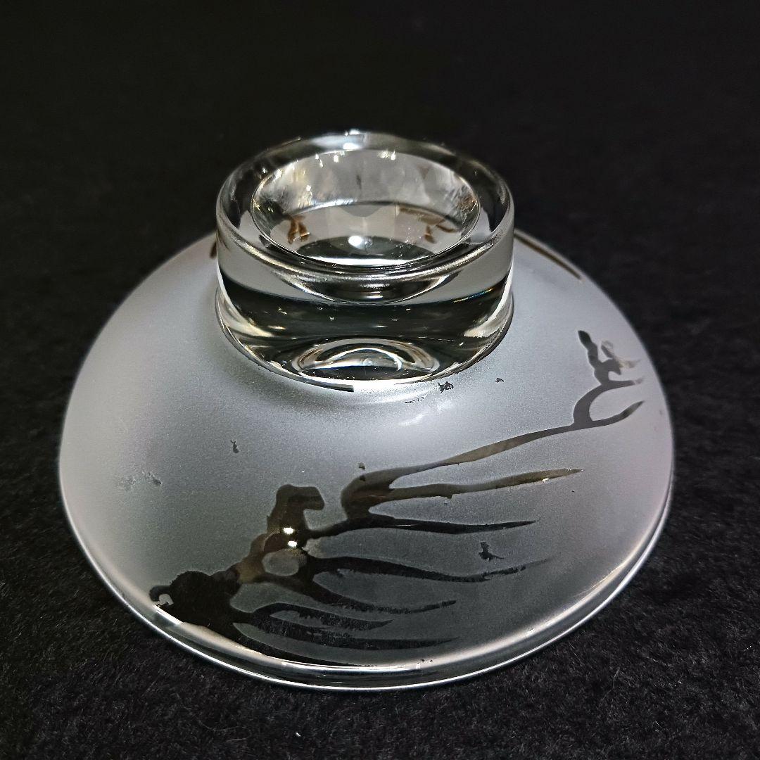 Y3279-3 ガラス製 金彩ウサギ文 蓋付碗 ガラス碗 2客セット