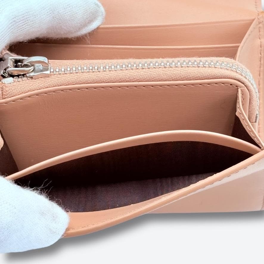 【極美品❣️箱付】TOD'S/二つ折り財布/ピンクベージュ/コンパクト/ダブルT