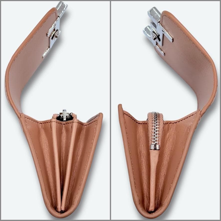 【極美品❣️箱付】TOD'S/二つ折り財布/ピンクベージュ/コンパクト/ダブルT