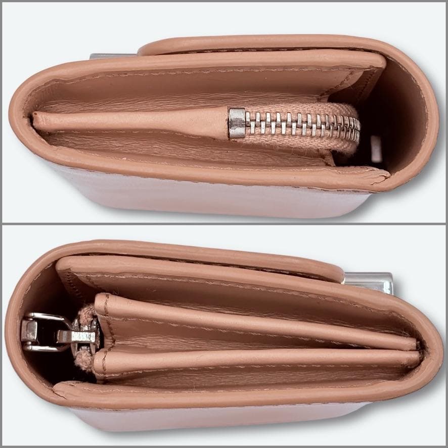 【極美品❣️箱付】TOD'S/二つ折り財布/ピンクベージュ/コンパクト/ダブルT