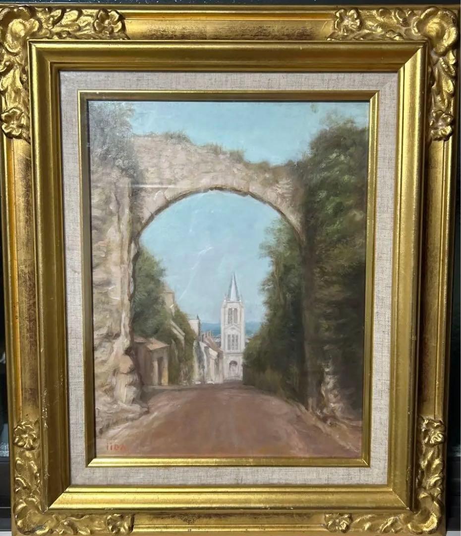 油絵　肉筆　F6 素敵な額縁付き　ガラス付き　美術品