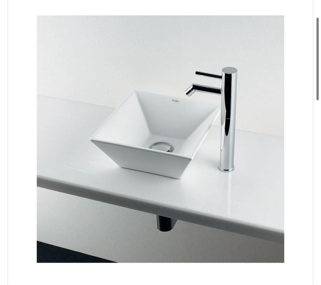 Lujo 角型洗面器 ホワイト 取付金具付き