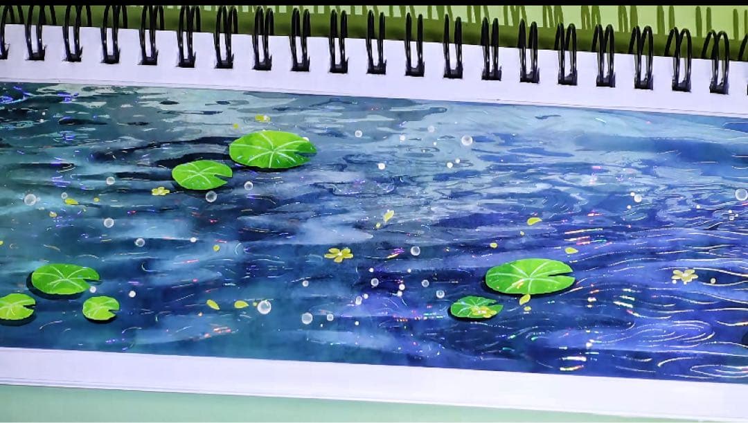 【9415】海外　マステ　6m巻　貝殻光マスキングテープ　夜　湖面　背景系