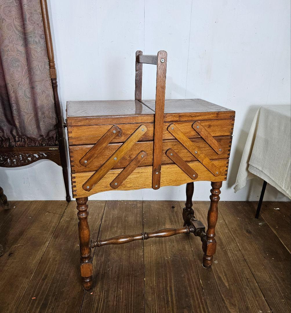 フランスアンティーク ソーイングボックス 木製 レトロ ディスプレイ 小物入れ