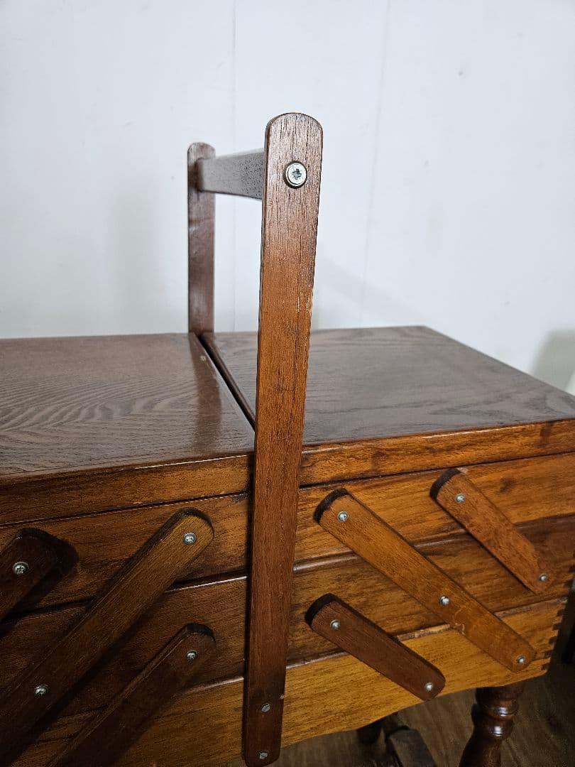 フランスアンティーク ソーイングボックス 木製 レトロ ディスプレイ 小物入れ