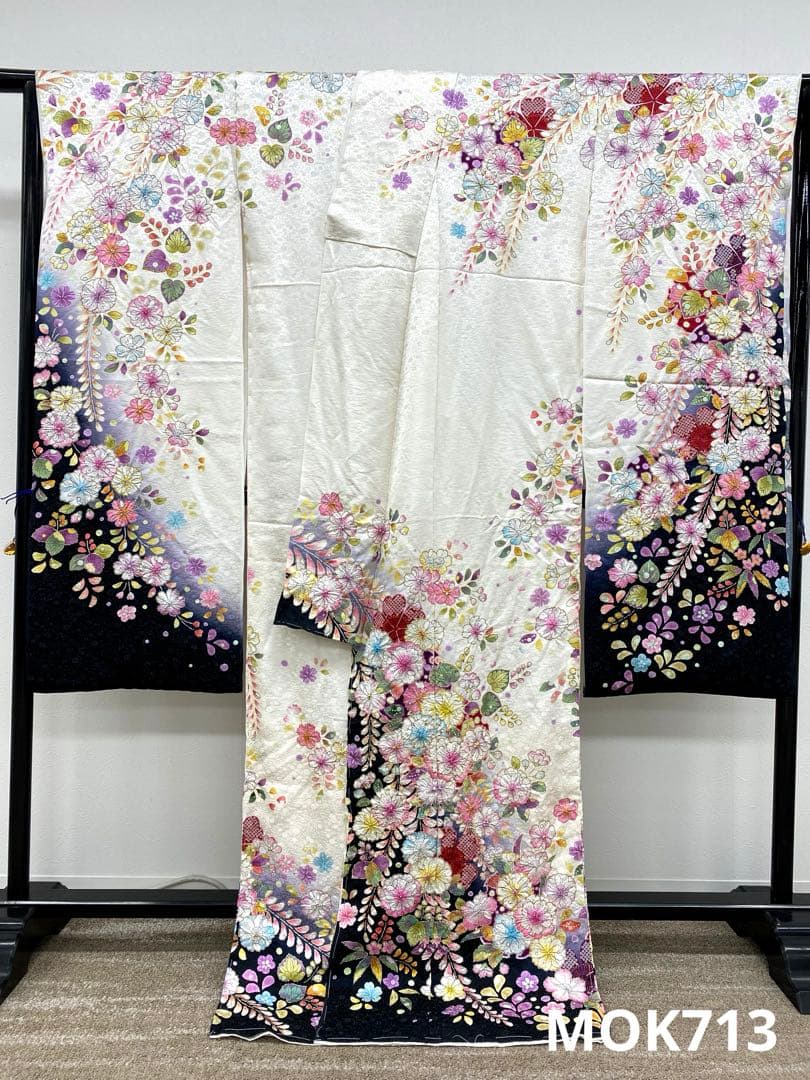 振袖 仮絵羽 辻ヶ花 金彩 銀通し 舞台衣装 正絹 未仕立て品 八掛付き