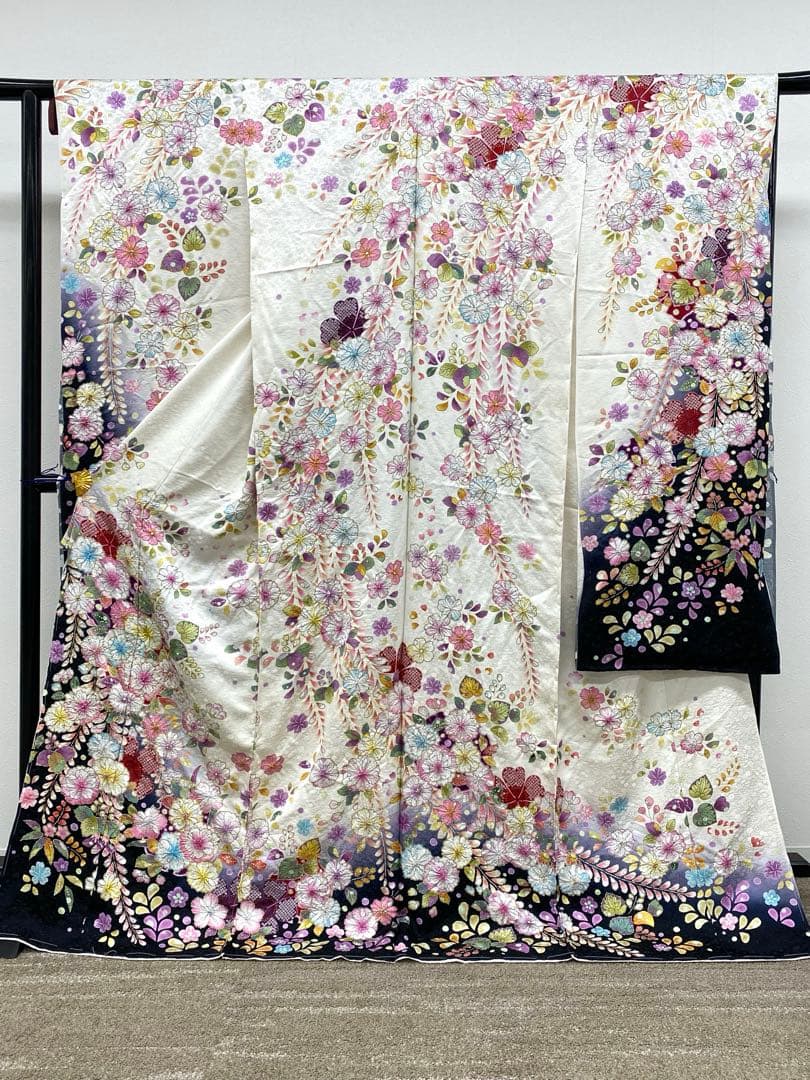 振袖 仮絵羽 辻ヶ花 金彩 銀通し 舞台衣装 正絹 未仕立て品 八掛付き