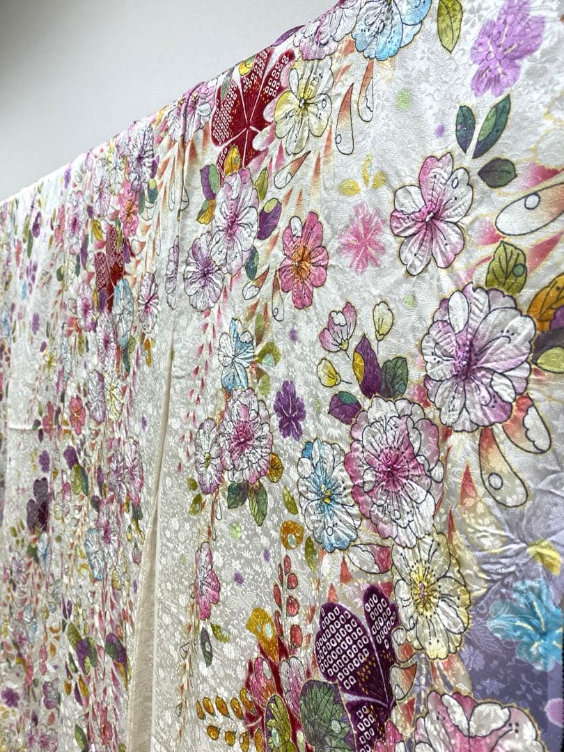 振袖 仮絵羽 辻ヶ花 金彩 銀通し 舞台衣装 正絹 未仕立て品 八掛付き