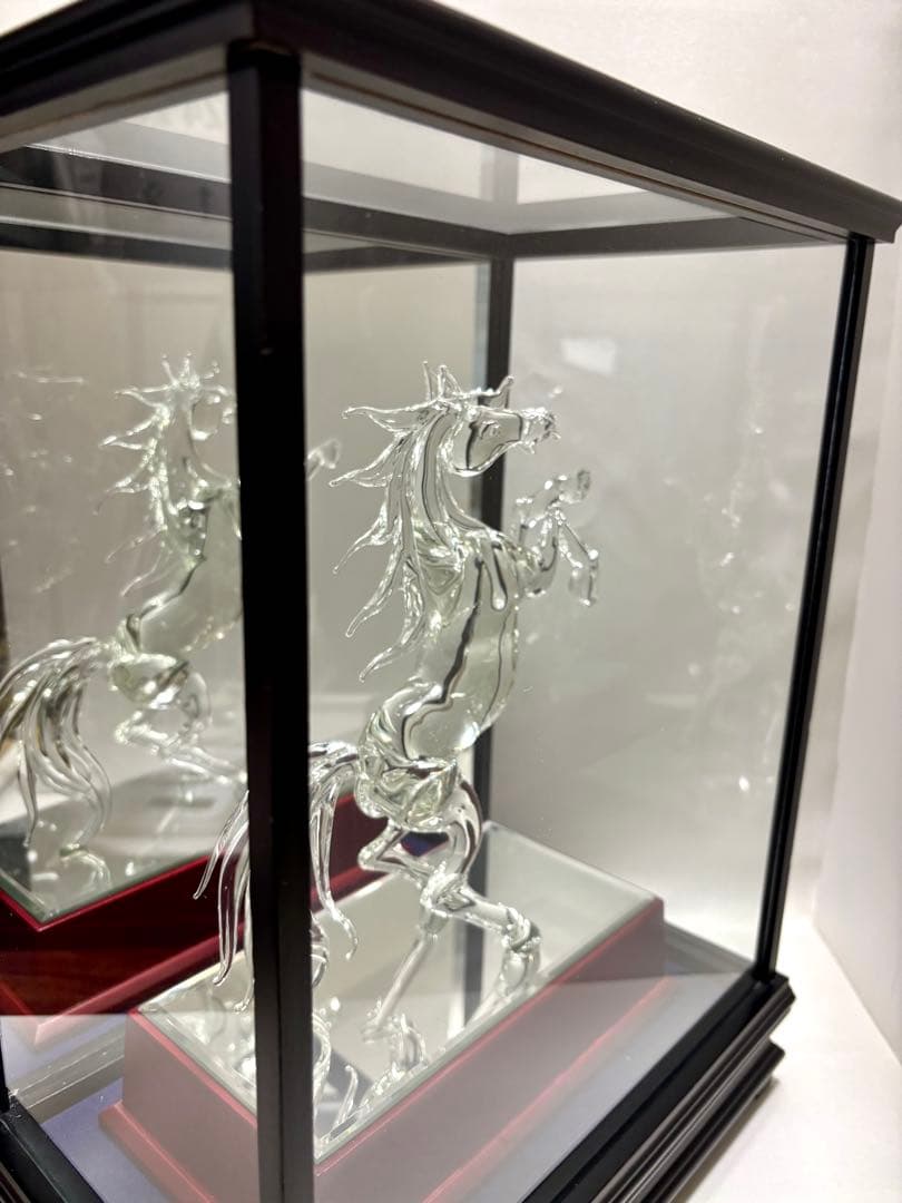#水晶製 騎立ち馬オブジェ ケース付
