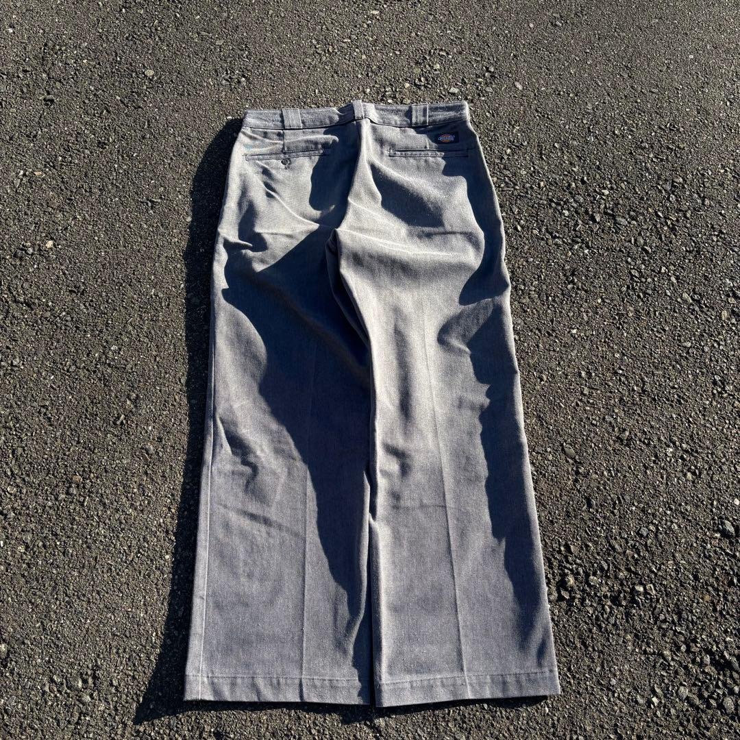 90s usa製 Dickies チノパン チャコールグレー ワイド 鬼フェード