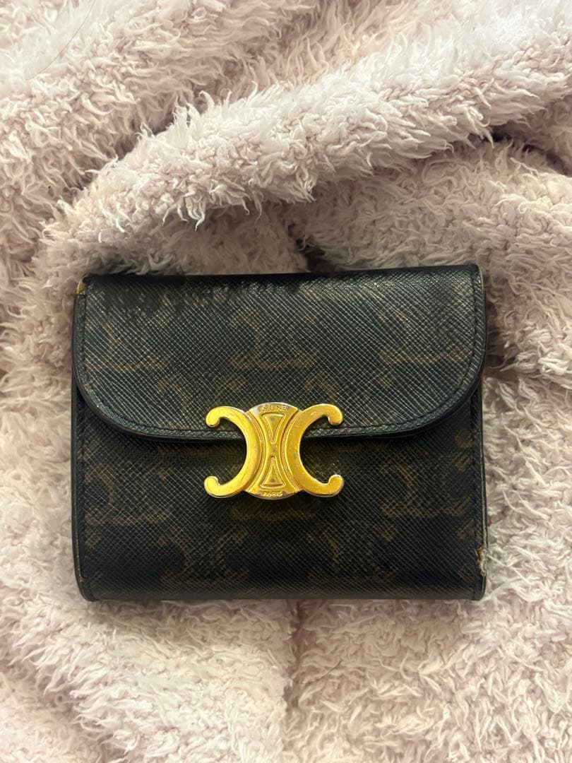 CELINE セリーヌ トリオンフ 三つ折り財布 ヴィンテージ ブラウン