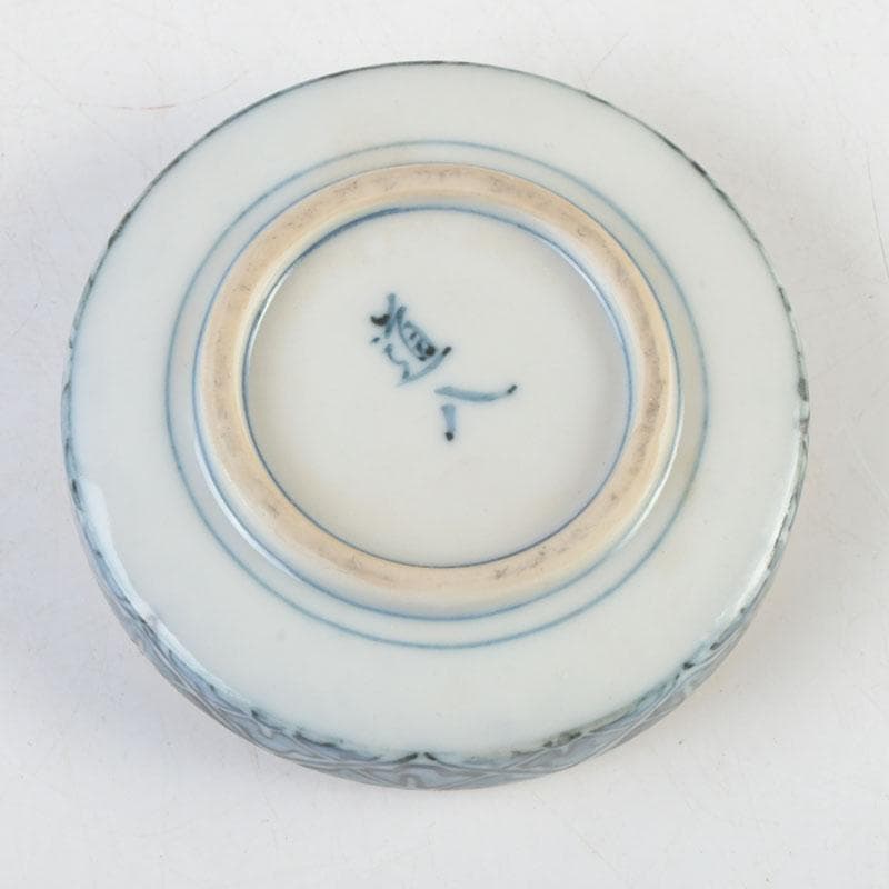 茶道具　京焼　高橋道八造　染付　山水文　香合　紫野　小田雪窓極め箱　V　9733