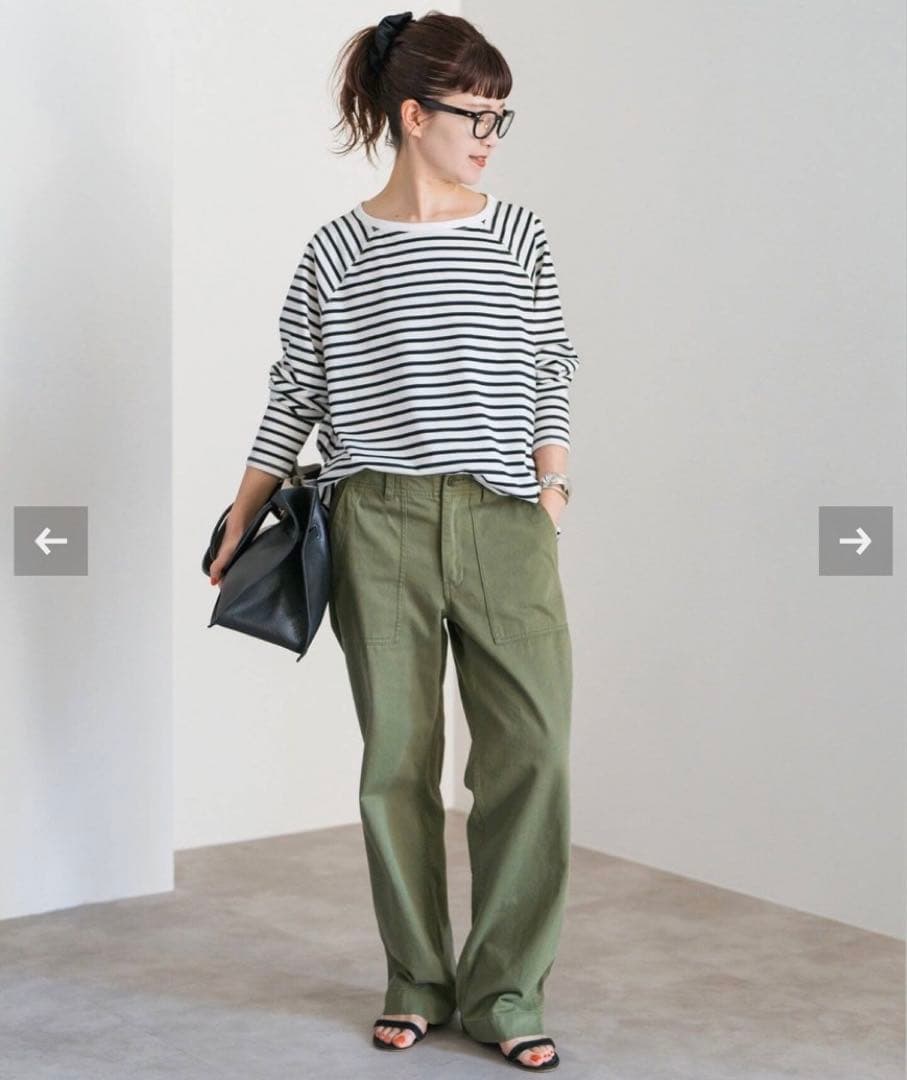 スピックアンドスパン　ルーズベイカーパンツ　カーキ　パンツ