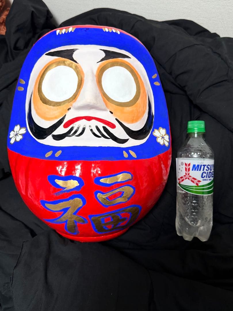 大きいサイズ 清潔で未使用 伝統的な達磨 赤 青運 30cm x 30cm