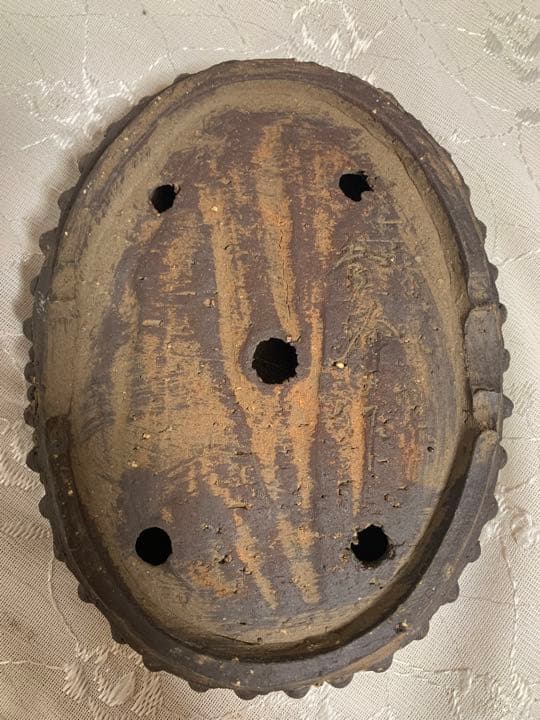 吉村秀峰　楕円　盆栽鉢　太鼓