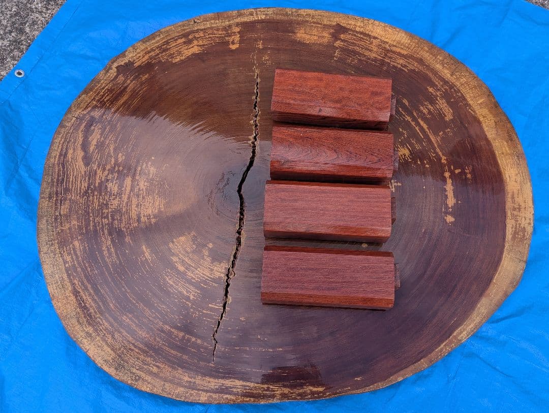 【天然木】 無垢 一枚板 輪切り 座卓 直径約115cm 厚さ5.5cm 重厚