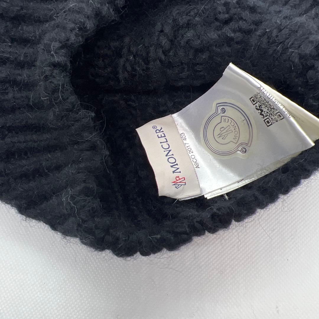 ★モンクレール ケーブル編みニット帽 ブラック 正規品 美品