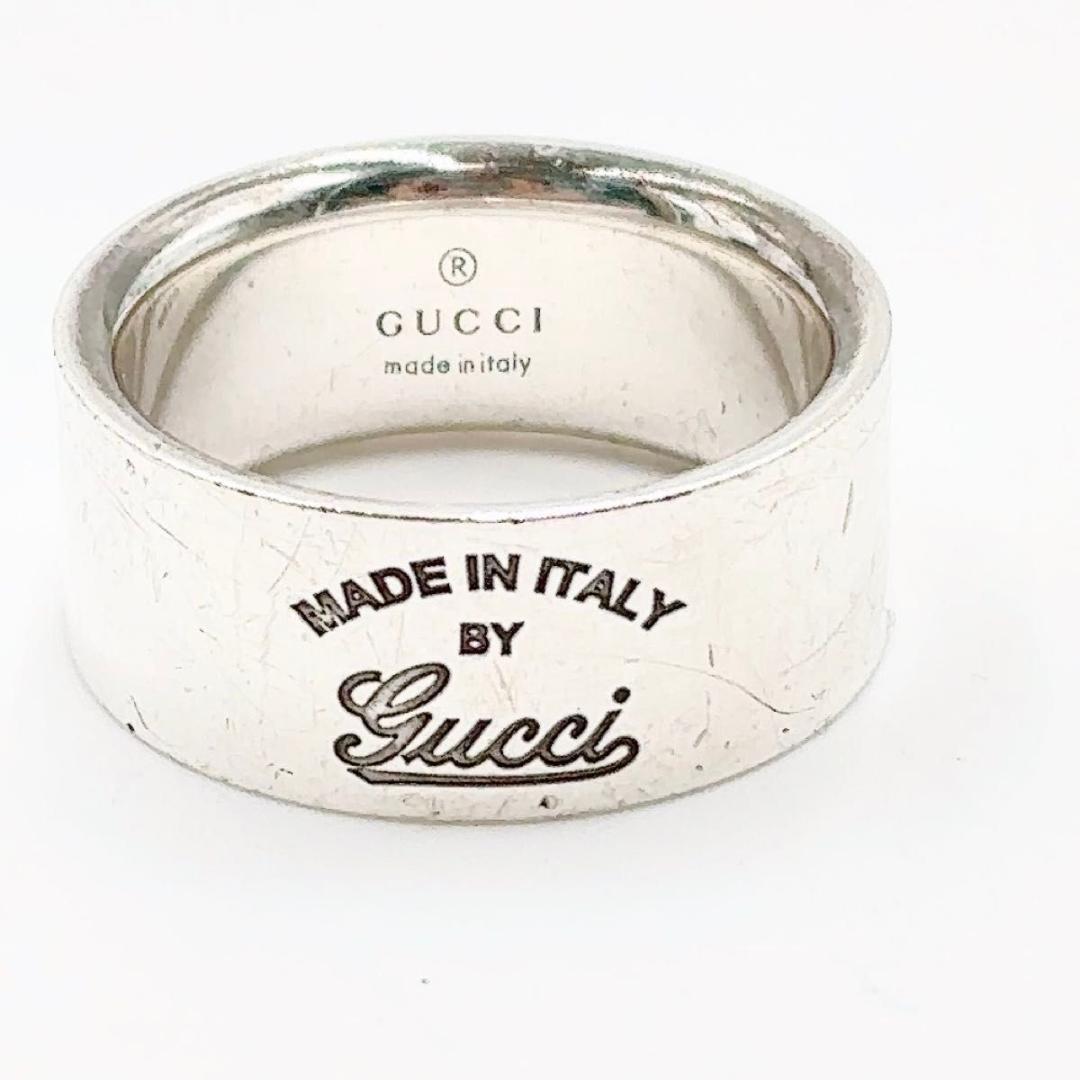 グッチ　GUCCI リング　ロゴ　黒文字　筆記体　約16号