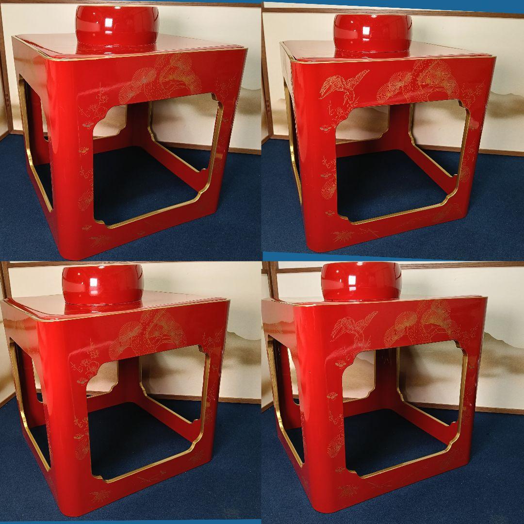 ニックAM94 公隆作 宝東山 九ッ組大盃 朱漆塗 木製 蒔絵 鶴亀 松竹