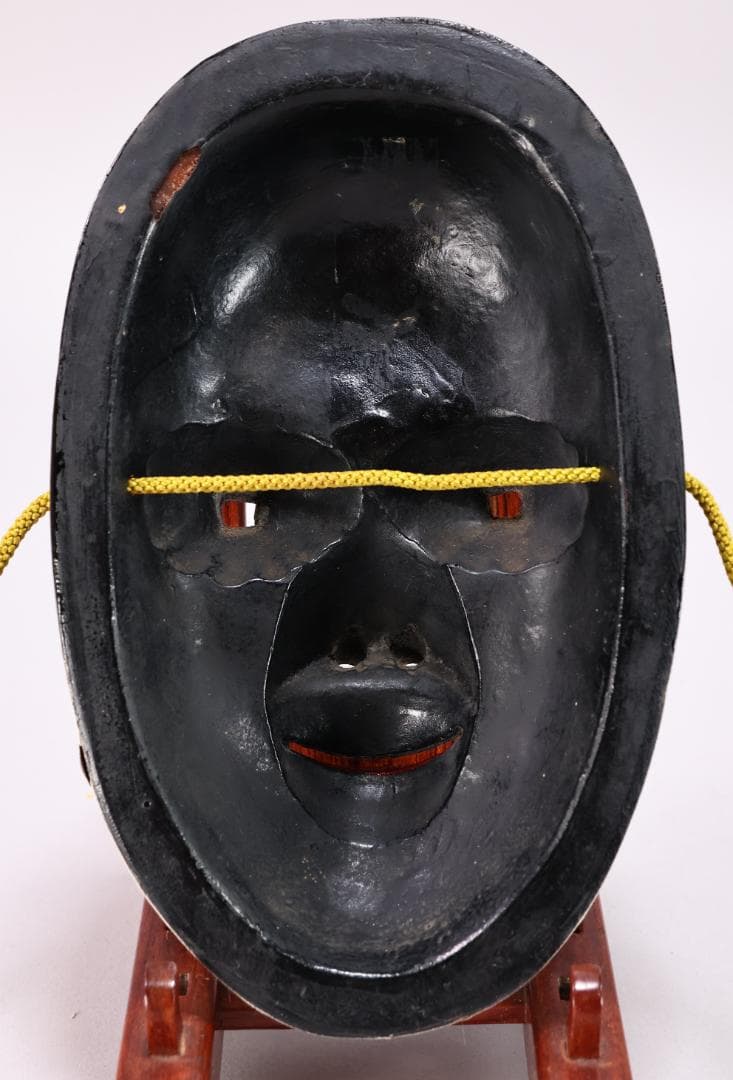 時代 古面　木彫彩色能面「小面」縦21cm　女面 お歯黒 能楽面　BK127
