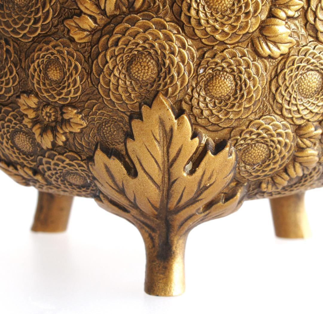 彫金・万菊香炉　　伝統工芸 金工/佐野宏采 作