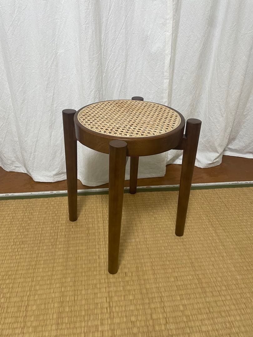 ラタン ラウンドスツール　椅子　【ART OF BLACK】