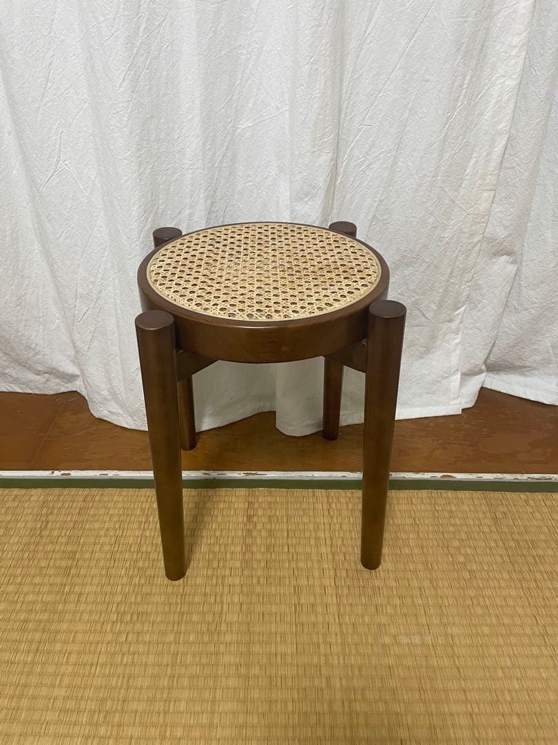 ラタン ラウンドスツール　椅子　【ART OF BLACK】