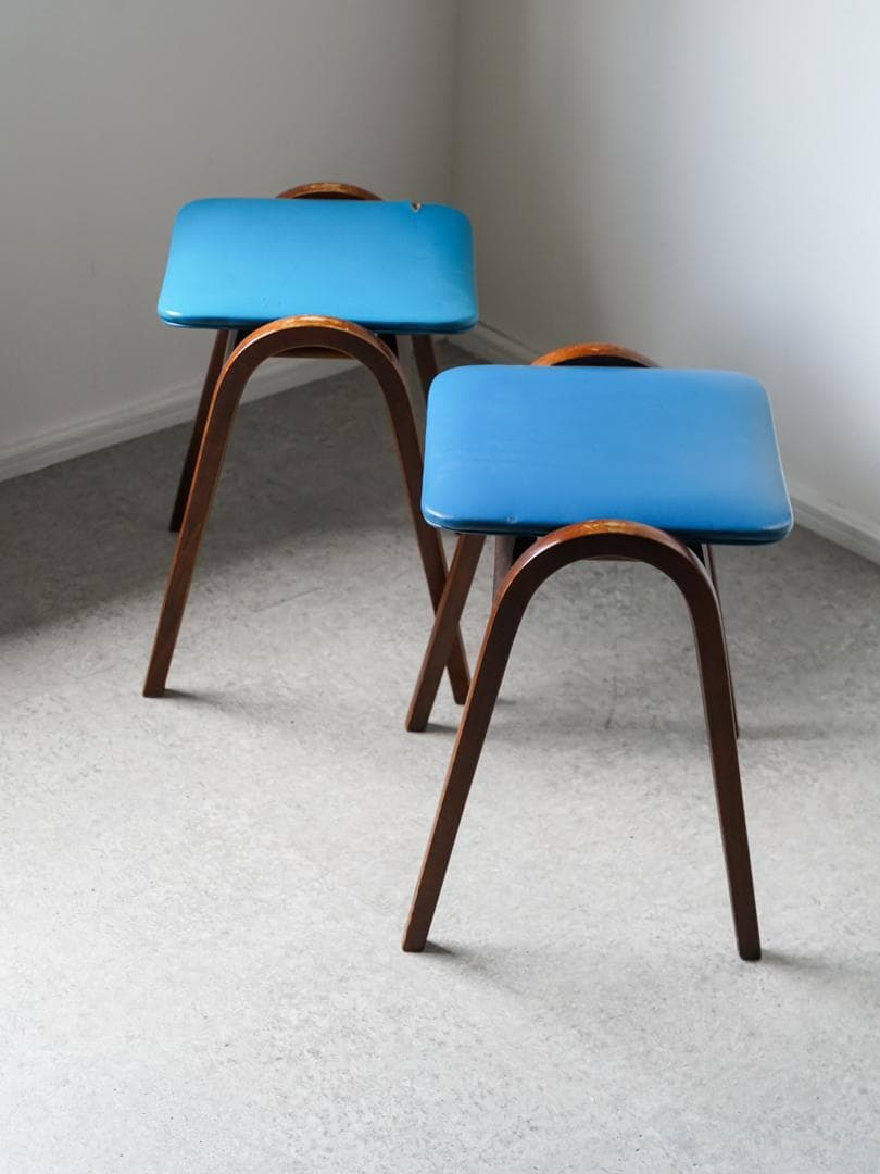 \"剣持勇\" 秋田木工 vintage スタッキングチェア スツール 2脚 古家具