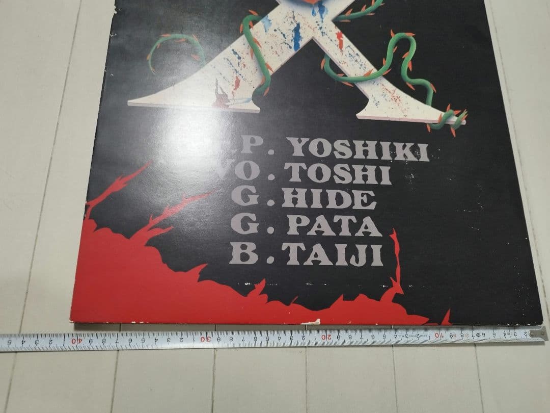 当時物 X JAPAN バンド ポスター 約60cm x 90cm 木枠付 薔薇