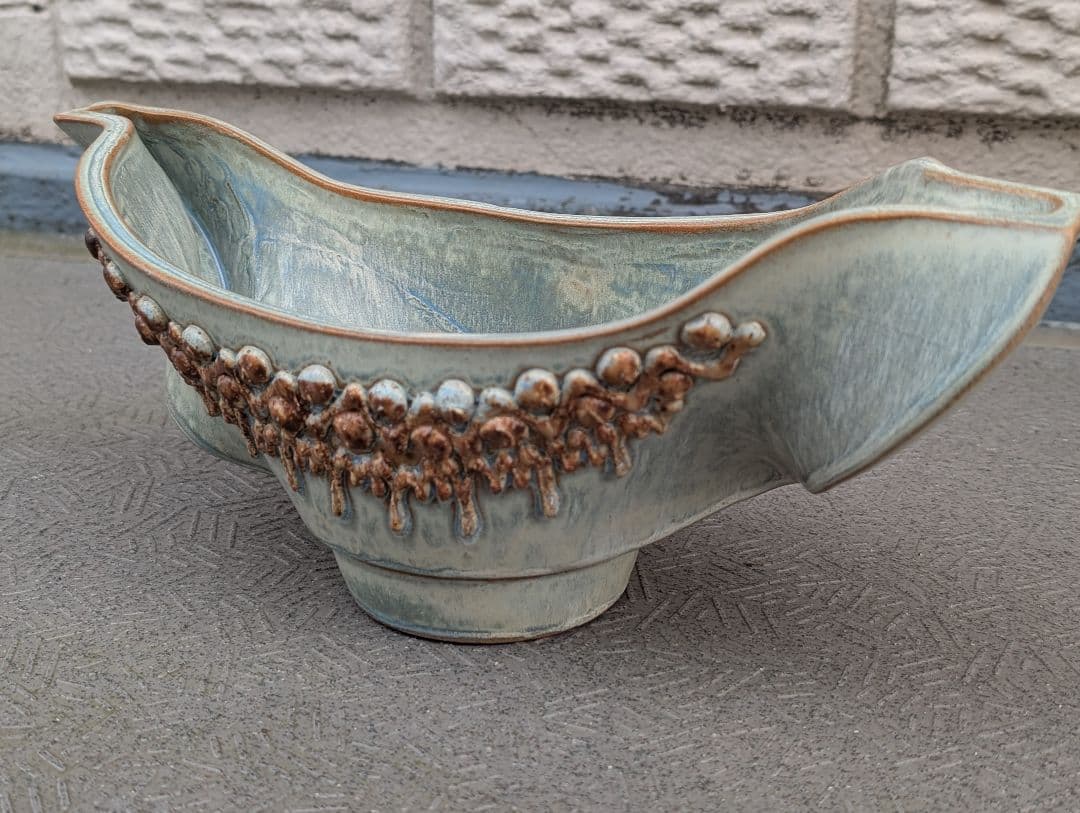 ビンテージ モダン アート フラワーベース ボウル 在銘 アンティーク 花器 鉢