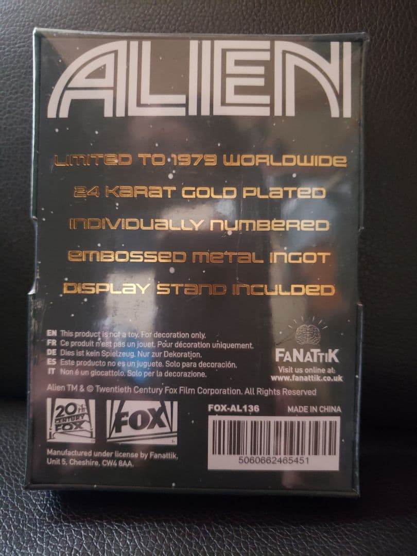 エイリアン 24Kメッキ ゴールドプレート 限定1979 インゴット