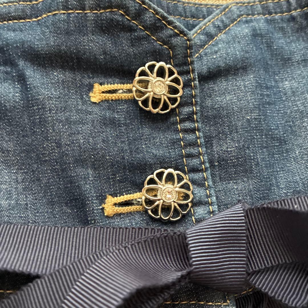 エムズグレイシー　ネイビー ガウチョパンツ リボン付き　ハイウエスト　40