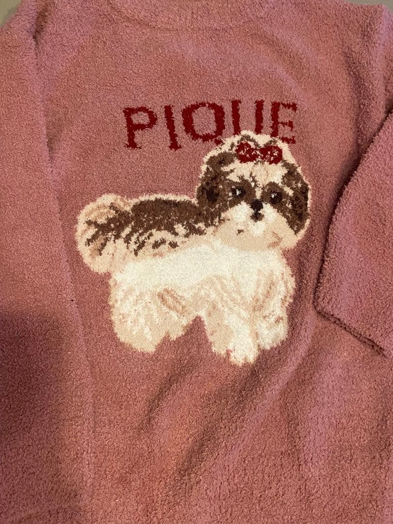 新品！ジェラピケお好きな方に！シーズーのプルオーバーふわもこ上下セットホワイト